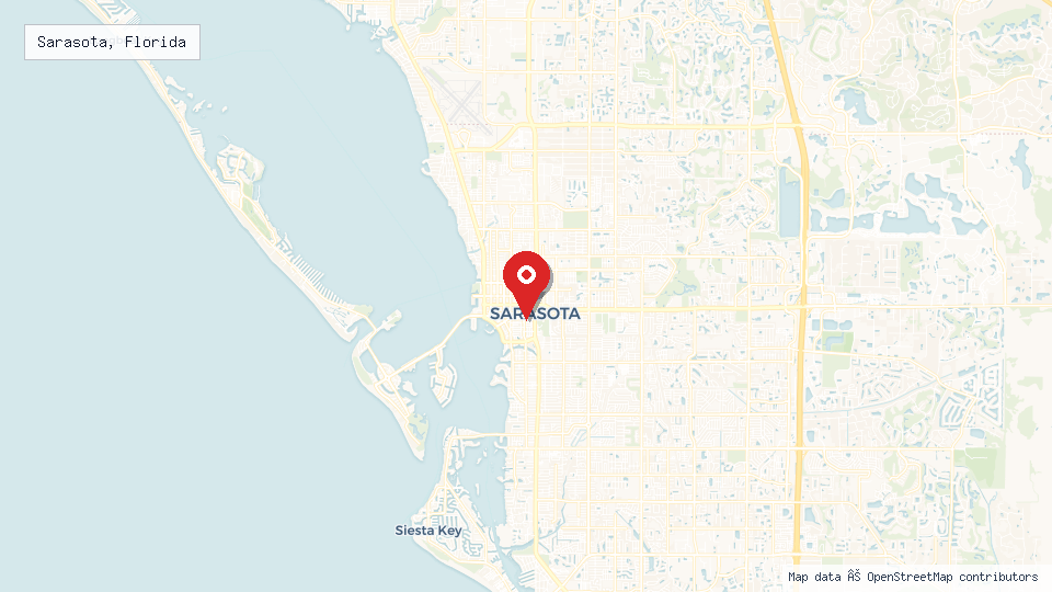 Street map of Sarasota, Florida with location pin