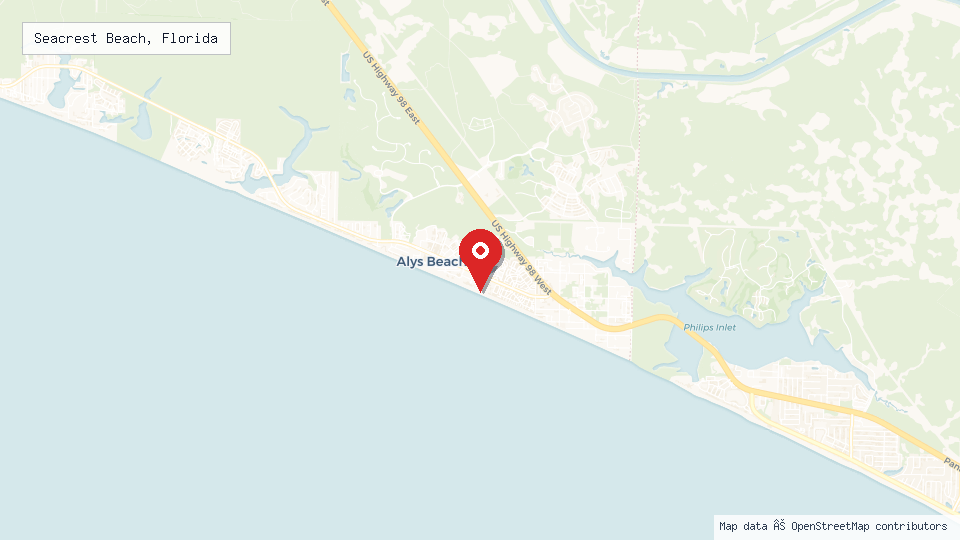Street map of Seacrest Beach, Florida with location pin