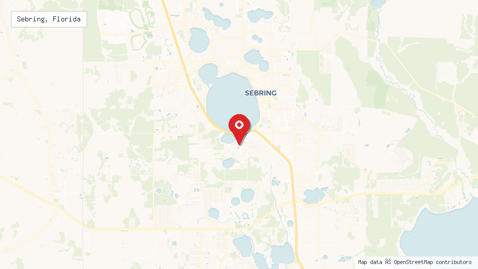 Street map of Sebring, Florida with location pin