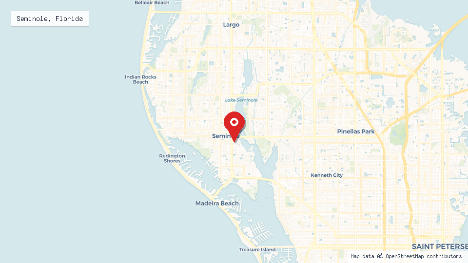 Street map of Seminole, Florida with location pin