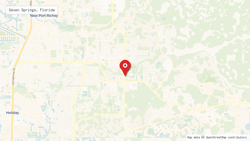 Street map of Seven Springs, Florida with location pin