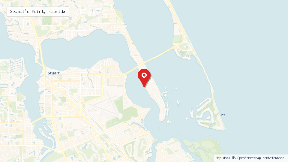 Street map of Sewall's Point, Florida with location pin