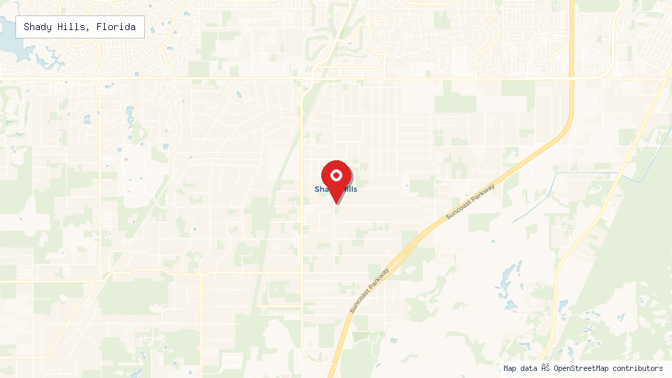 Street map of Shady Hills, Florida with location pin