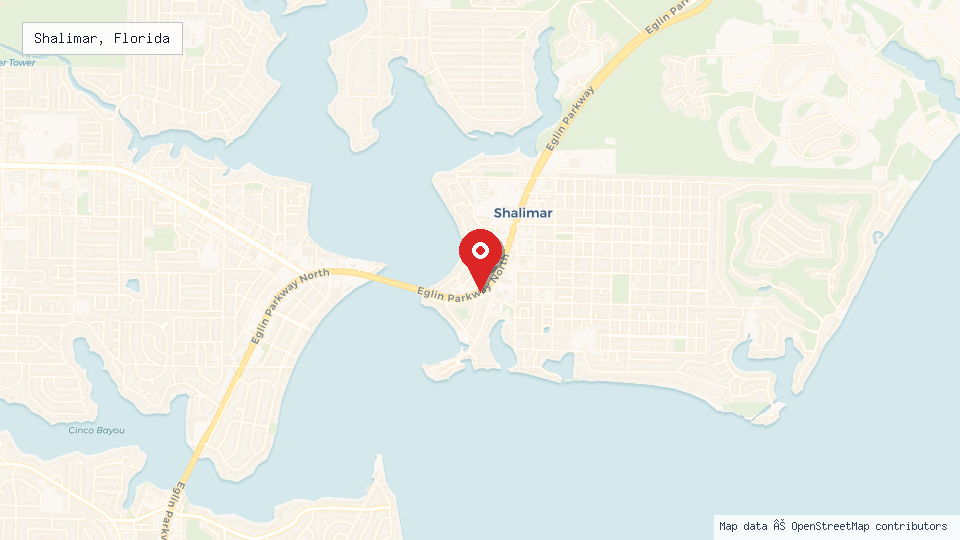 Street map of Shalimar, Florida with location pin