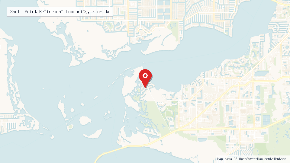 Street map of Shell Point Retirement Community, Florida with location pin