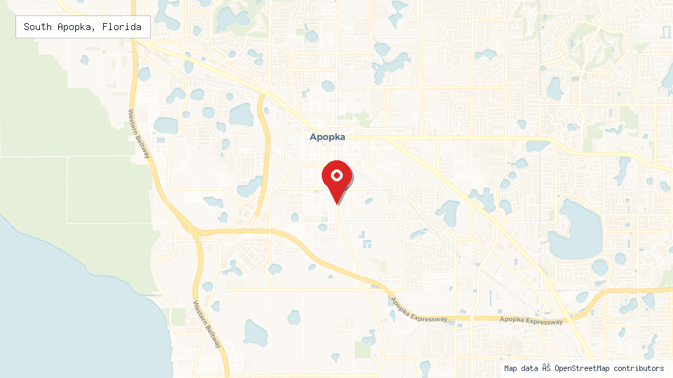 Street map of South Apopka, Florida with location pin