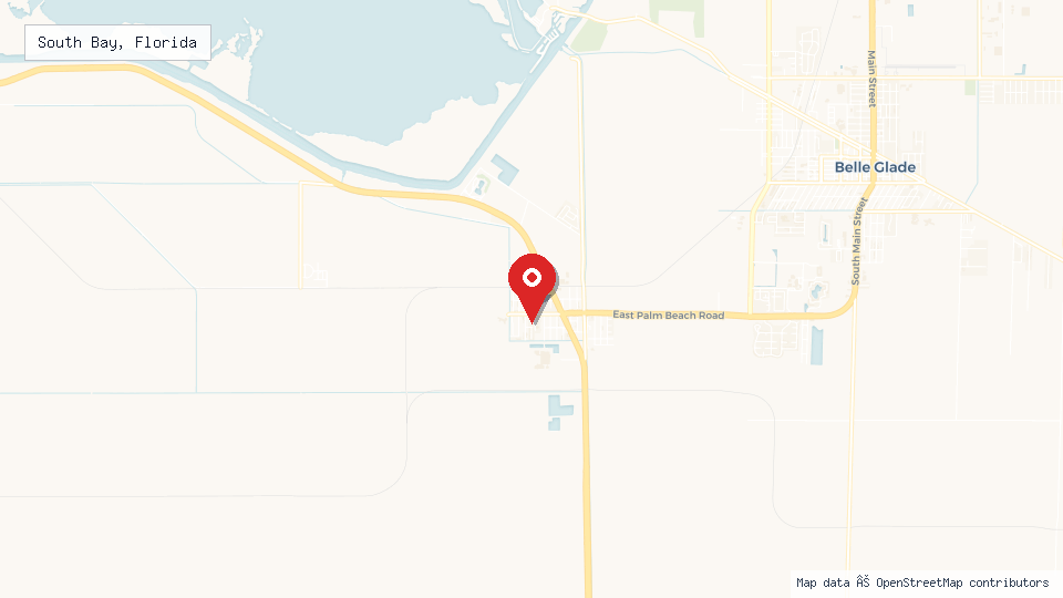 Street map of South Bay, Florida with location pin