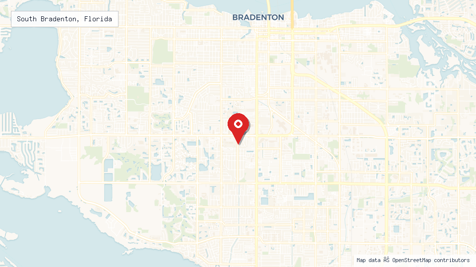 Street map of South Bradenton, Florida with location pin