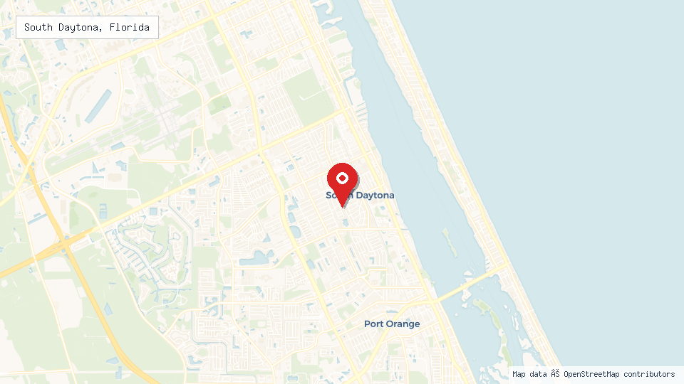 Street map of South Daytona, Florida with location pin