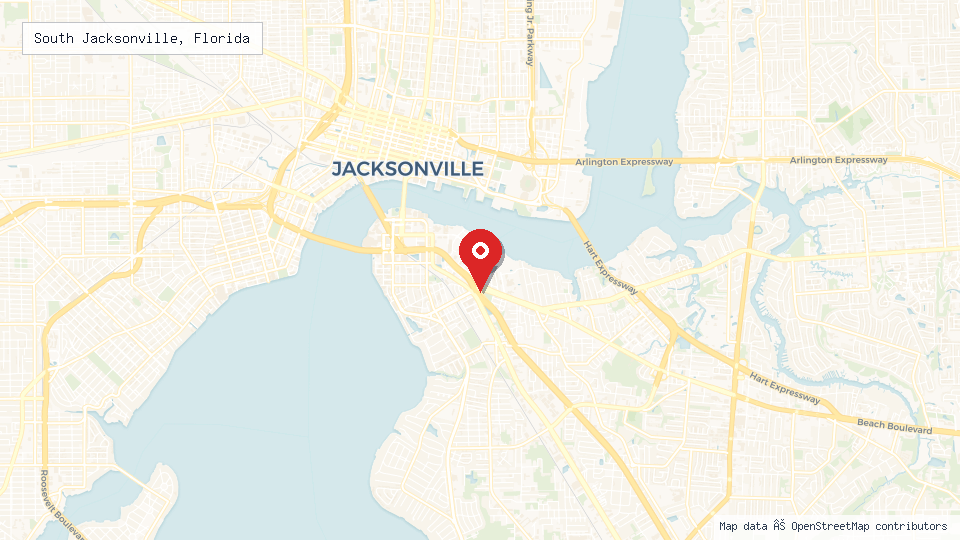 Street map of South Jacksonville, Florida with location pin