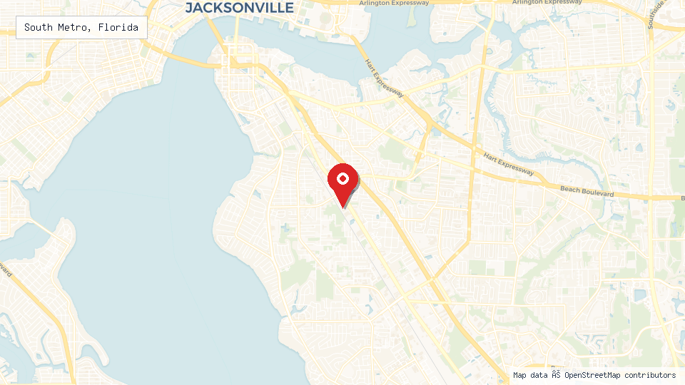 Street map of South Metro, Florida with location pin