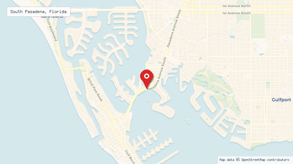 Street map of South Pasadena, Florida with location pin