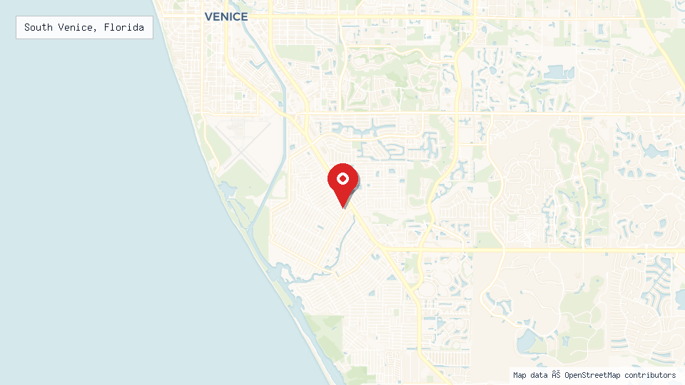 Street map of South Venice, Florida with location pin