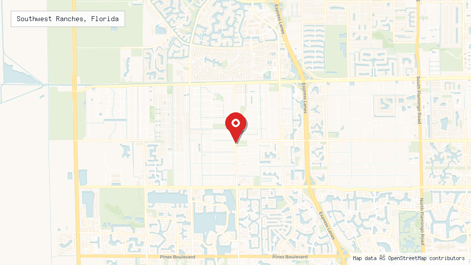 Street map of Southwest Ranches, Florida with location pin