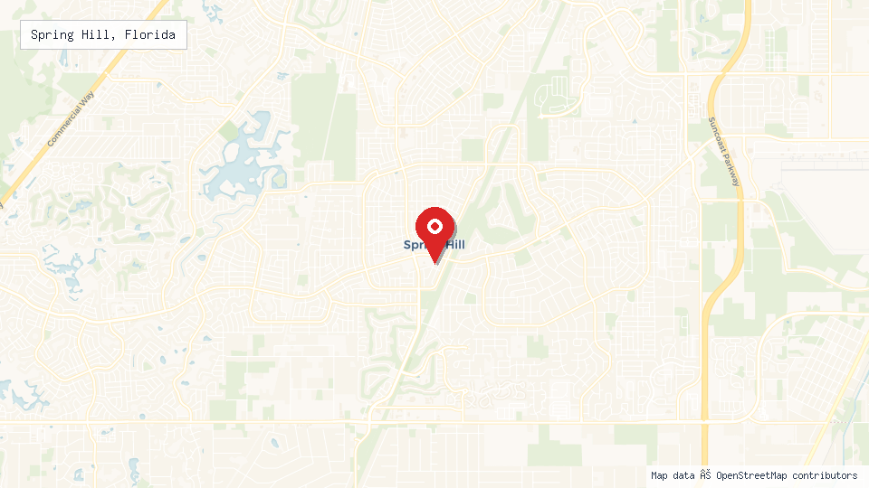 Street map of Spring Hill, Florida with location pin