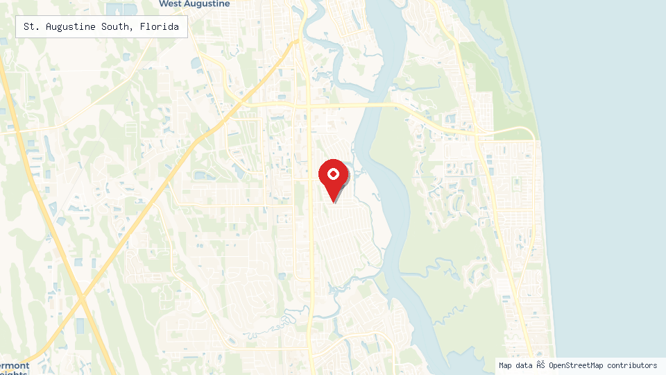 Street map of St. Augustine South, Florida with location pin