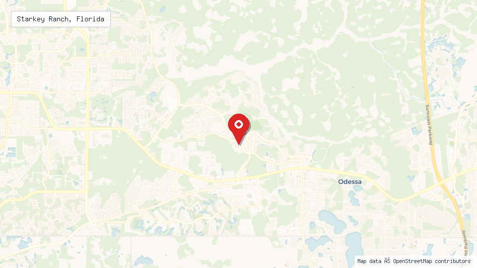 Street map of Starkey Ranch, Florida with location pin