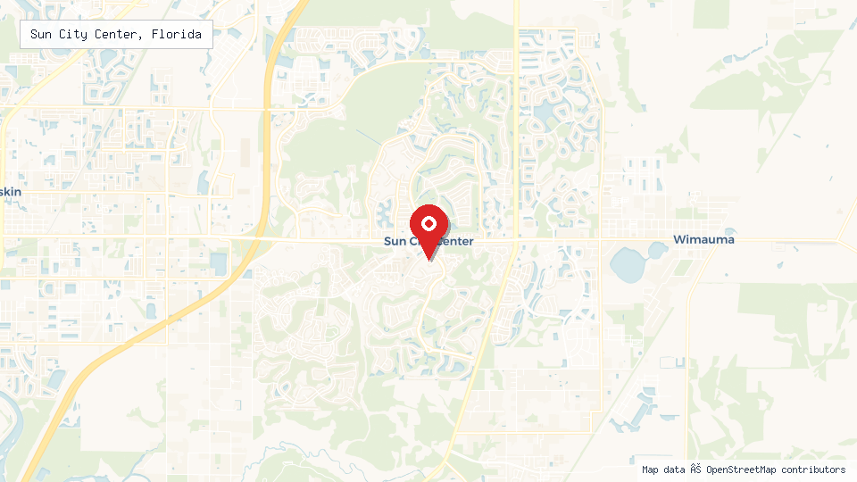 Street map of Sun City Center, Florida with location pin