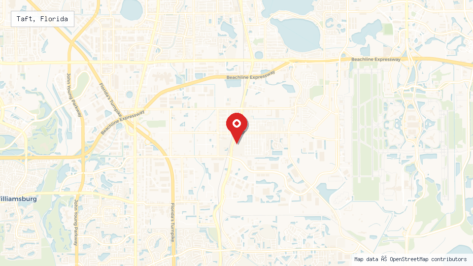 Street map of Taft, Florida with location pin