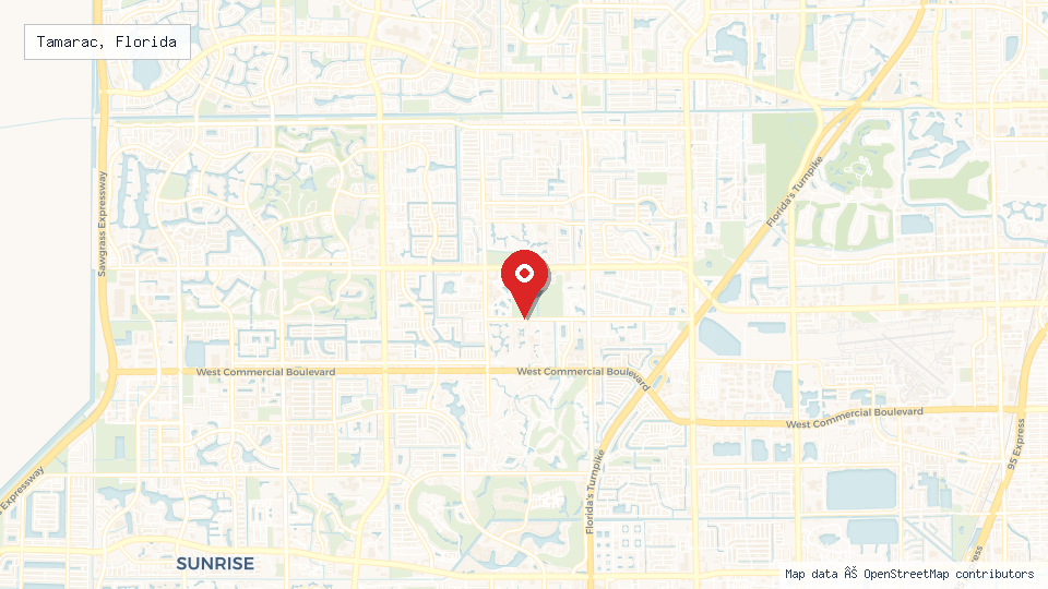 Street map of Tamarac, Florida with location pin