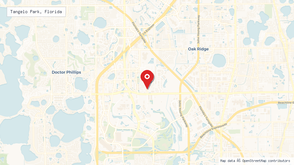 Street map of Tangelo Park, Florida with location pin