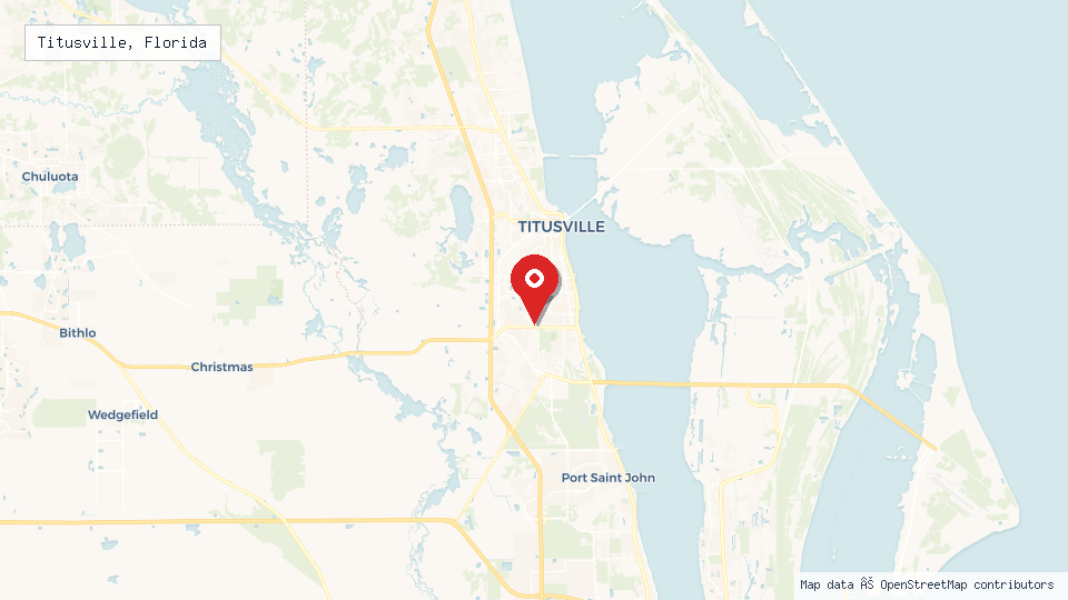 Street map of Titusville, Florida with location pin