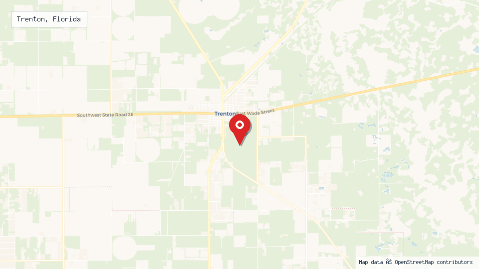 Street map of Trenton, Florida with location pin