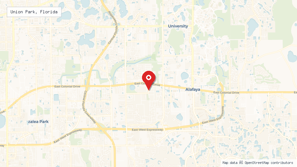 Street map of Union Park, Florida with location pin