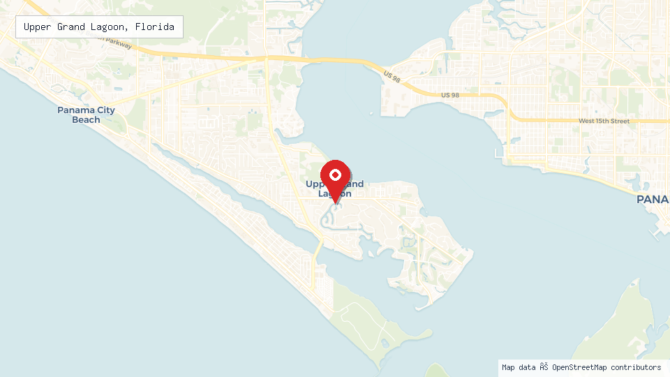 Street map of Upper Grand Lagoon, Florida with location pin