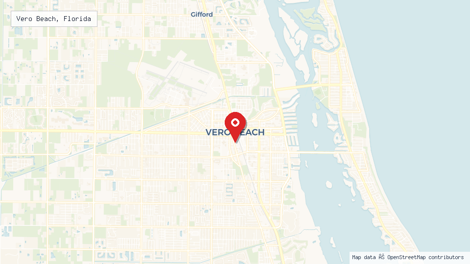 Street map of Vero Beach, Florida with location pin