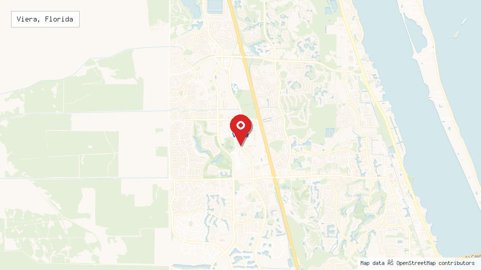 Street map of Viera, Florida with location pin