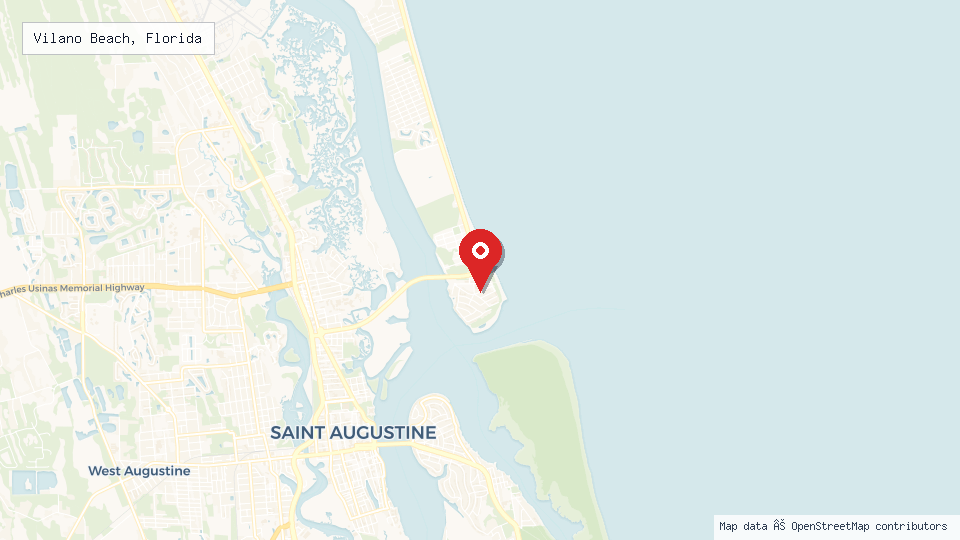 Street map of Vilano Beach, Florida with location pin