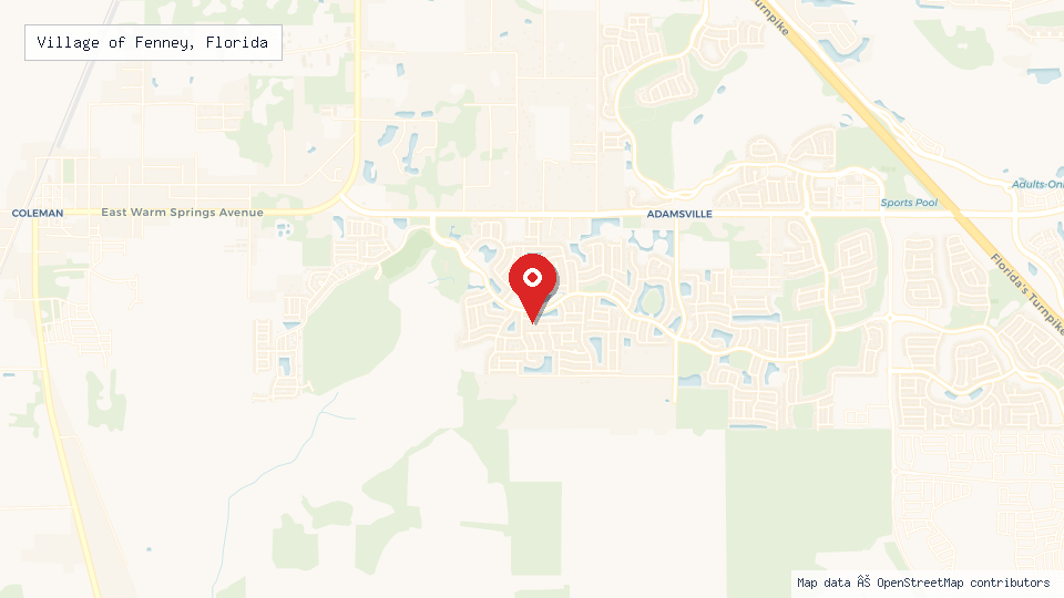 Street map of Village of Fenney, Florida with location pin