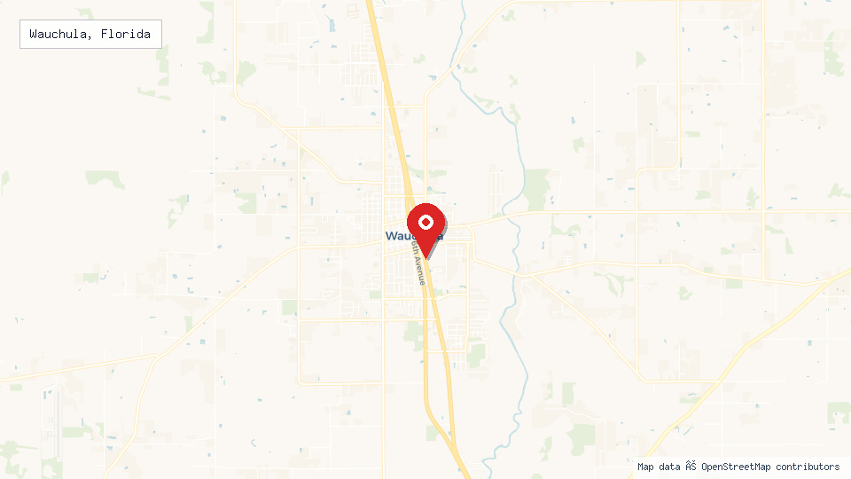 Street map of Wauchula, Florida with location pin