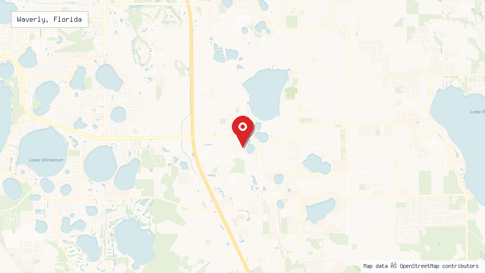 Street map of Waverly, Florida with location pin