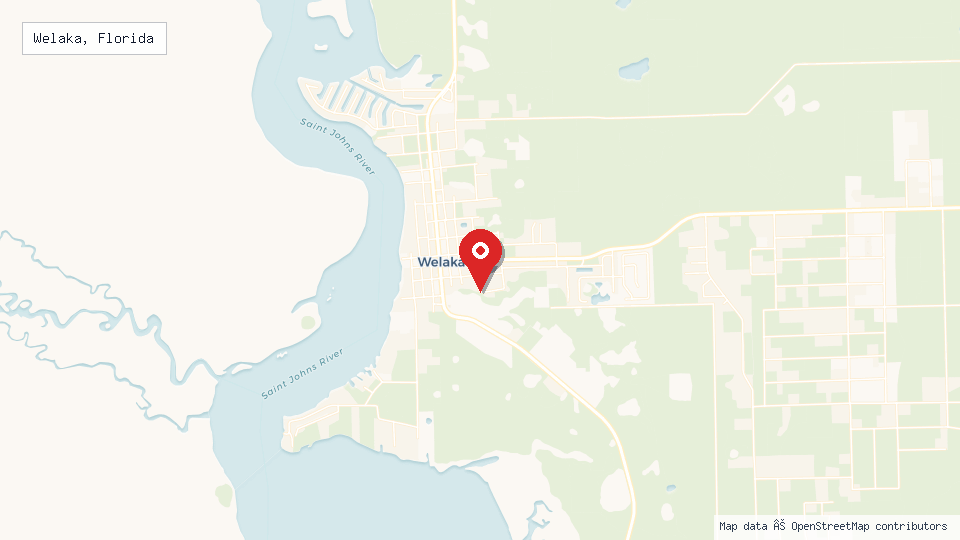 Street map of Welaka, Florida with location pin