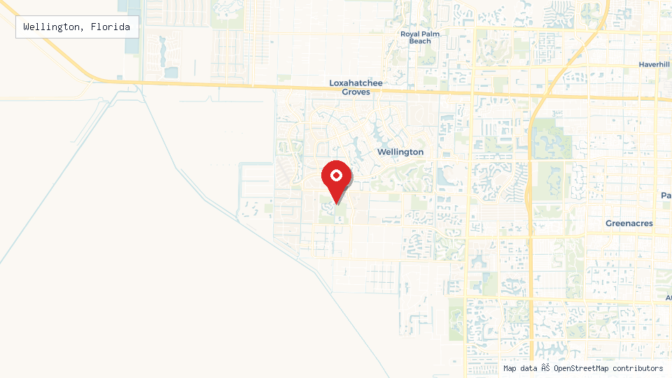 Street map of Wellington, Florida with location pin