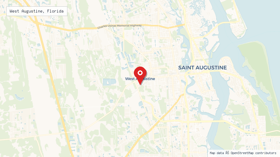 Street map of West Augustine, Florida with location pin