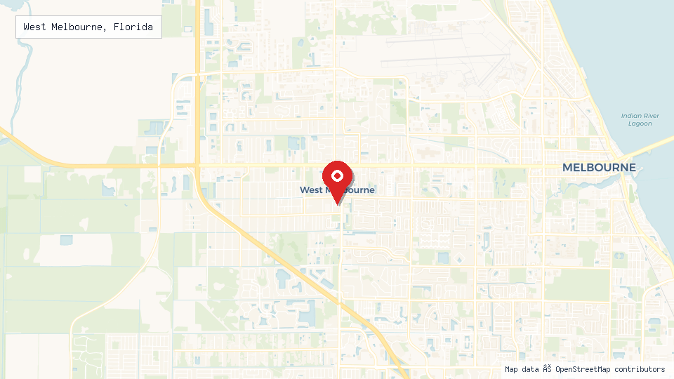 Street map of West Melbourne, Florida with location pin