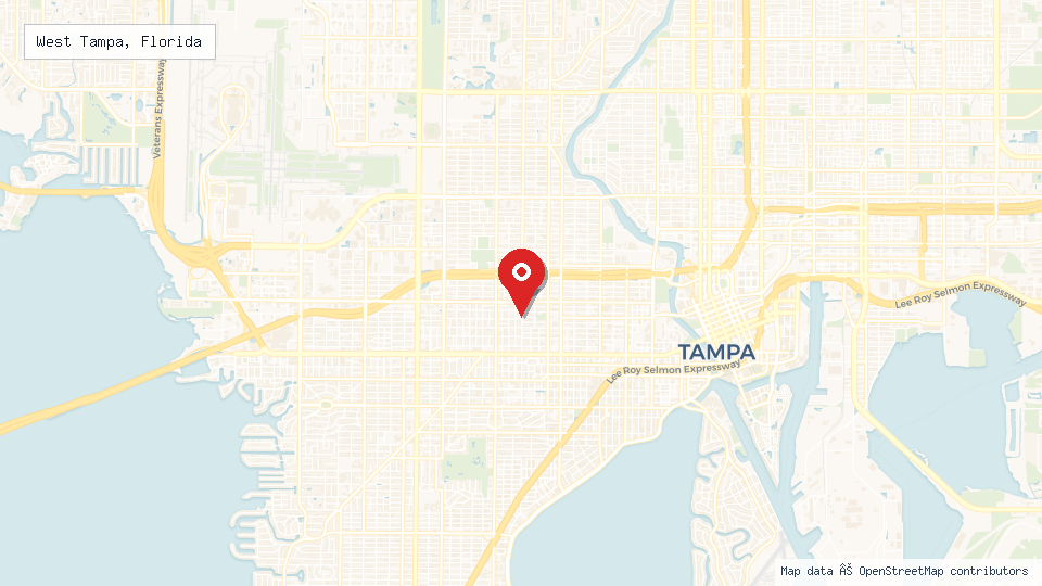 Street map of West Tampa, Florida with location pin