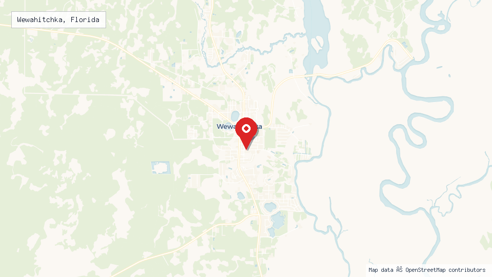 Street map of Wewahitchka, Florida with location pin
