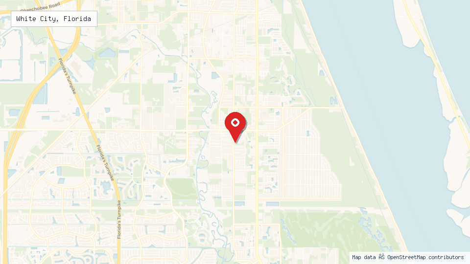 Street map of White City, Florida with location pin