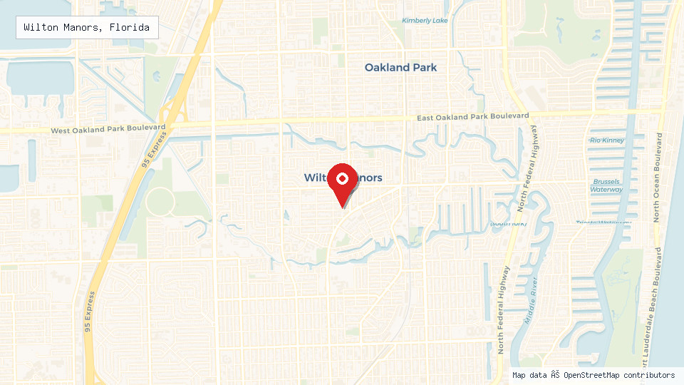 Street map of Wilton Manors, Florida with location pin