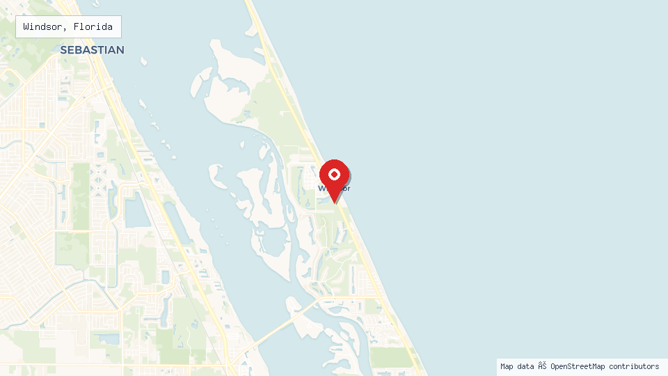 Street map of Windsor, Florida with location pin