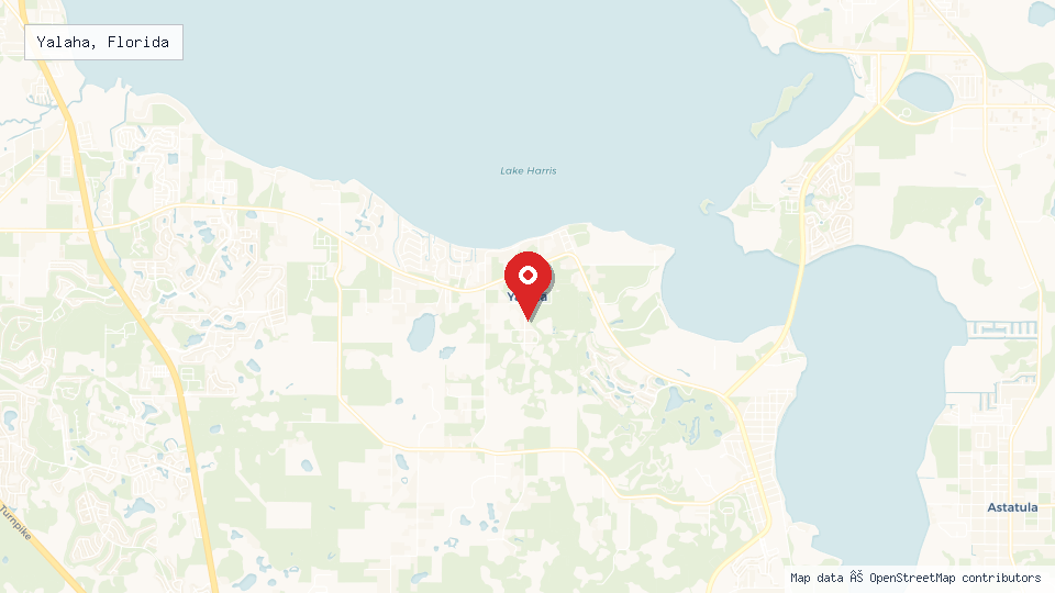 Street map of Yalaha, Florida with location pin