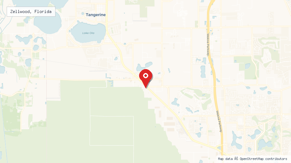 Street map of Zellwood, Florida with location pin