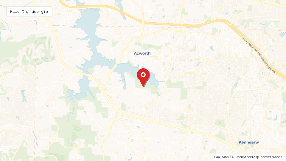 Street map of Acworth, Georgia with location pin