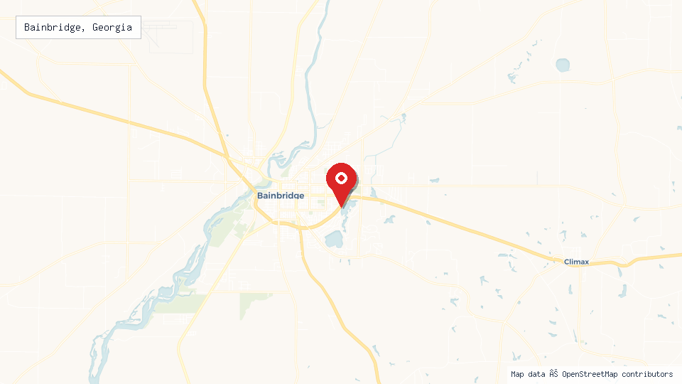 Street map of Bainbridge, Georgia with location pin