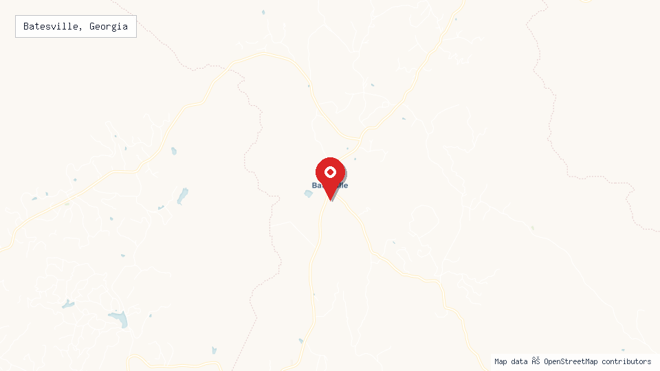 Street map of Batesville, Georgia with location pin