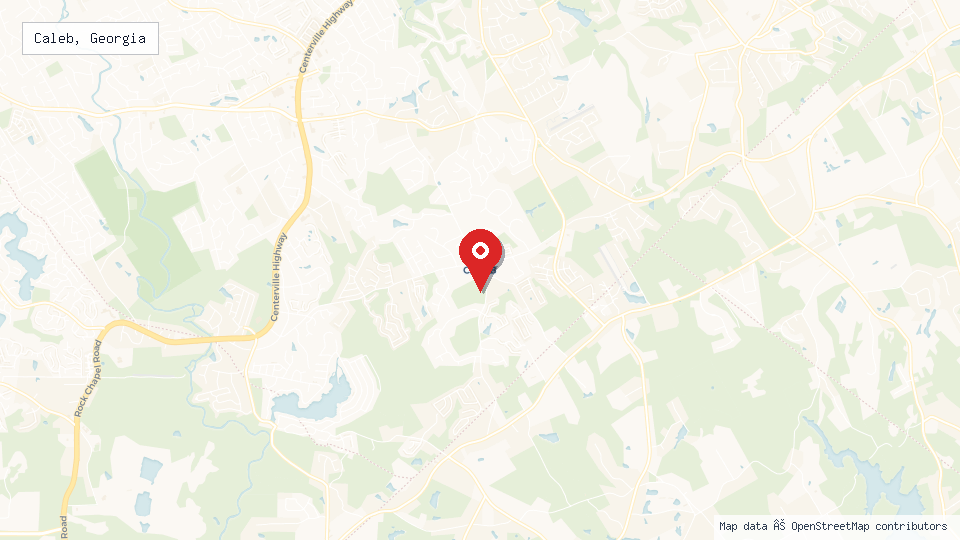 Street map of Caleb, Georgia with location pin
